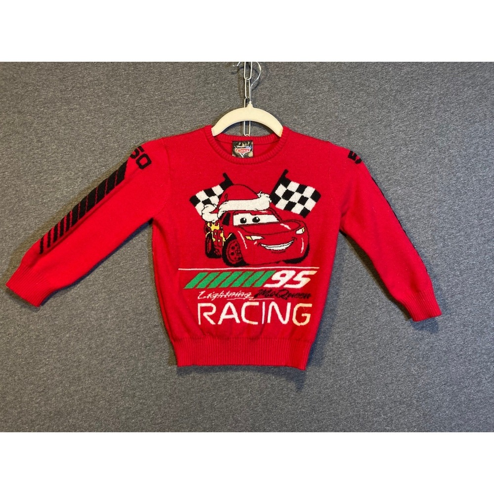 Disney Pixar Cars Lightning McQueen‎ Christmas Racing Sweater Red Kids 4T